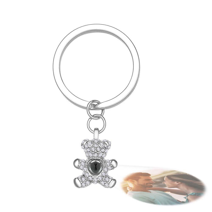 Custom Photo Projection Keychain Cute Bear Personalized Photo Keychain Gift