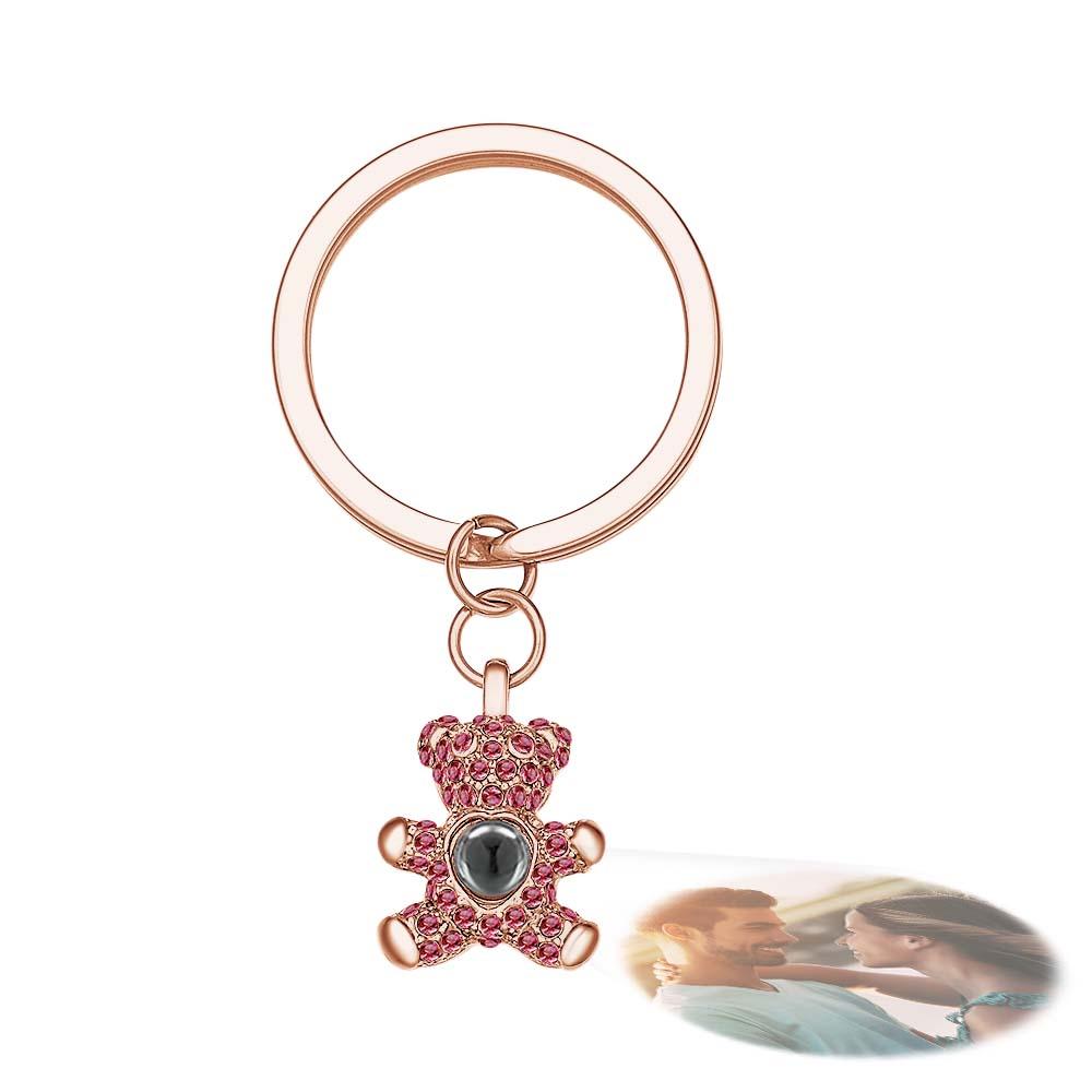 Custom Photo Projection Keychain Cute Bear Personalized Photo Keychain Gift