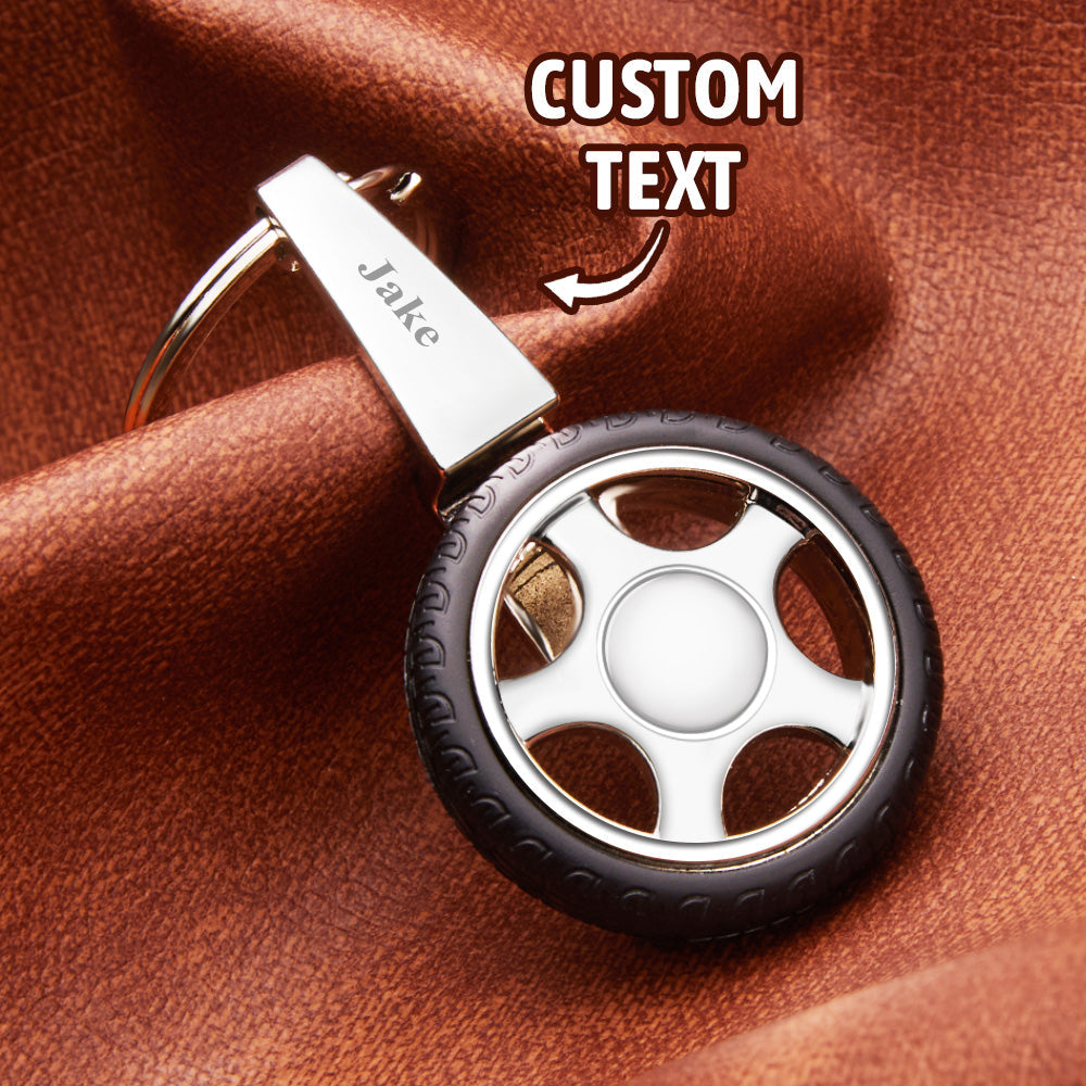 Custom Name Spinning Tire Keychain Gifts for Him
