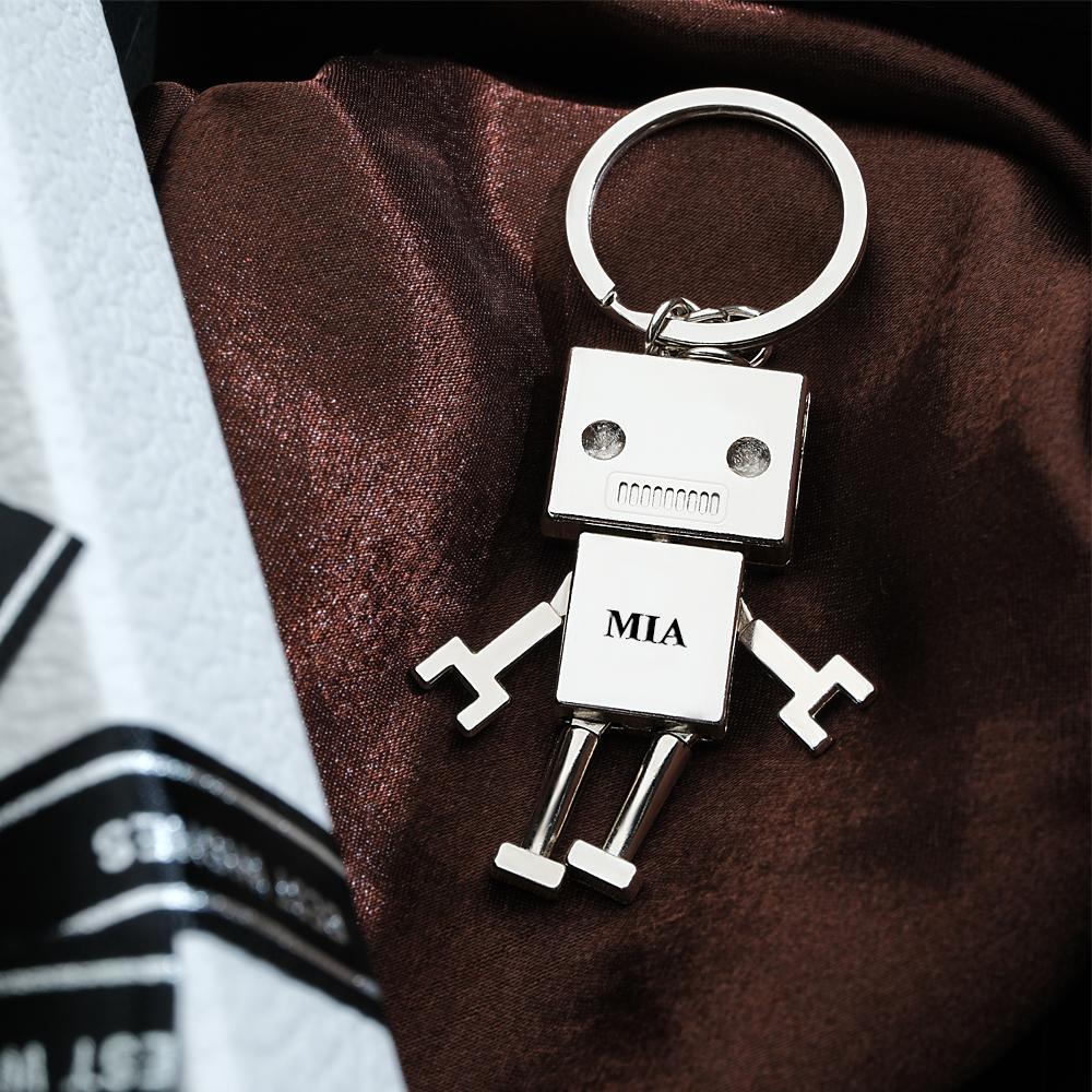 Custom Text Robot Charm Keychain Personalized Keychain Funny Gift