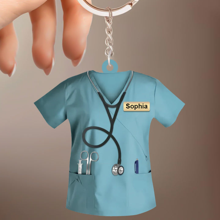Custom Nurse Uniform Keychain Acrylic Keychain With Text Unique Gift For Nurse