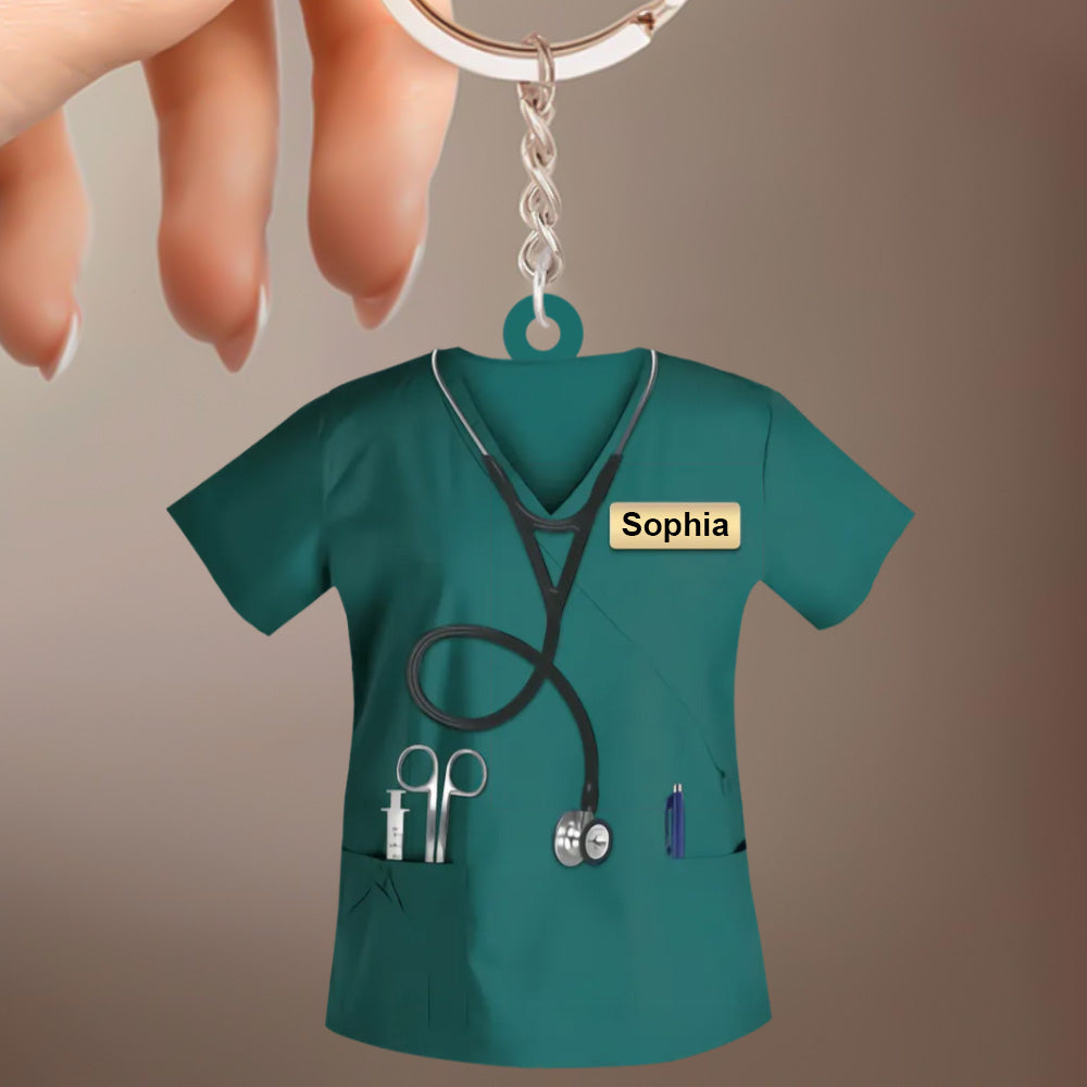 Custom Nurse Uniform Keychain Acrylic Keychain With Text Unique Gift For Nurse