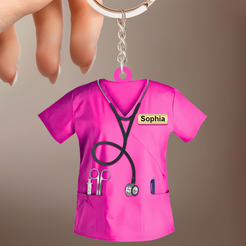 Custom Nurse Uniform Keychain Acrylic Keychain With Text Unique Gift For Nurse