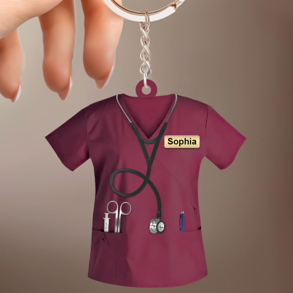 Custom Nurse Uniform Keychain Acrylic Keychain With Text Unique Gift For Nurse
