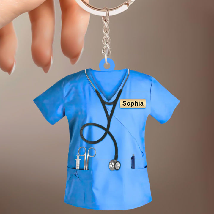 Custom Nurse Uniform Keychain Acrylic Keychain With Text Unique Gift For Nurse
