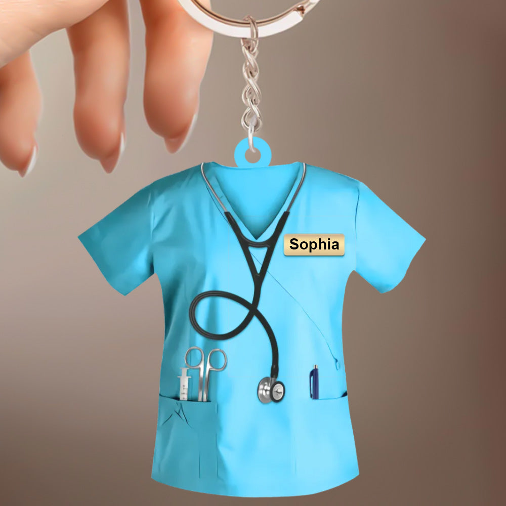 Custom Nurse Uniform Keychain Acrylic Keychain With Text Unique Gift For Nurse