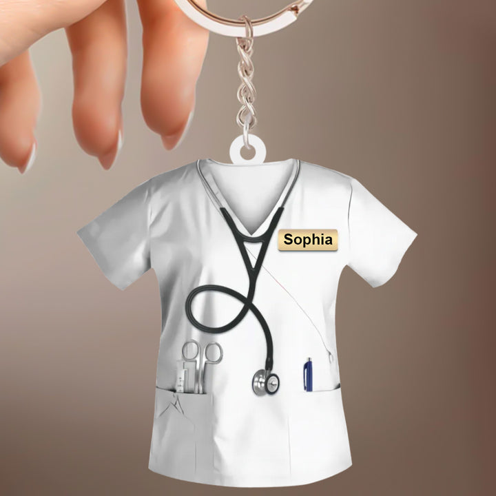 Custom Nurse Uniform Keychain Acrylic Keychain With Text Unique Gift For Nurse