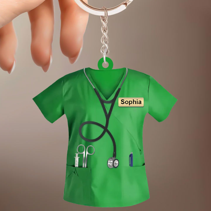 Custom Nurse Uniform Keychain Acrylic Keychain With Text Unique Gift For Nurse