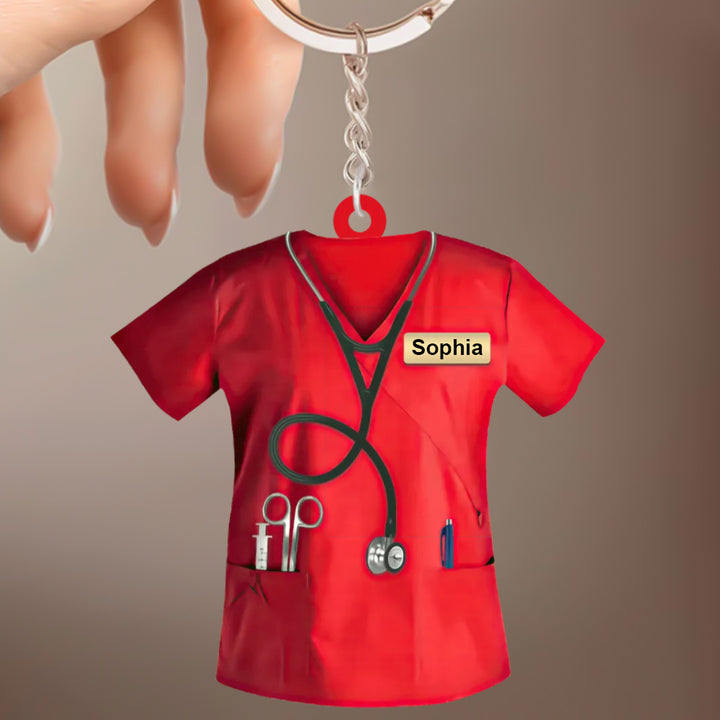 Custom Nurse Uniform Keychain Acrylic Keychain With Text Unique Gift For Nurse