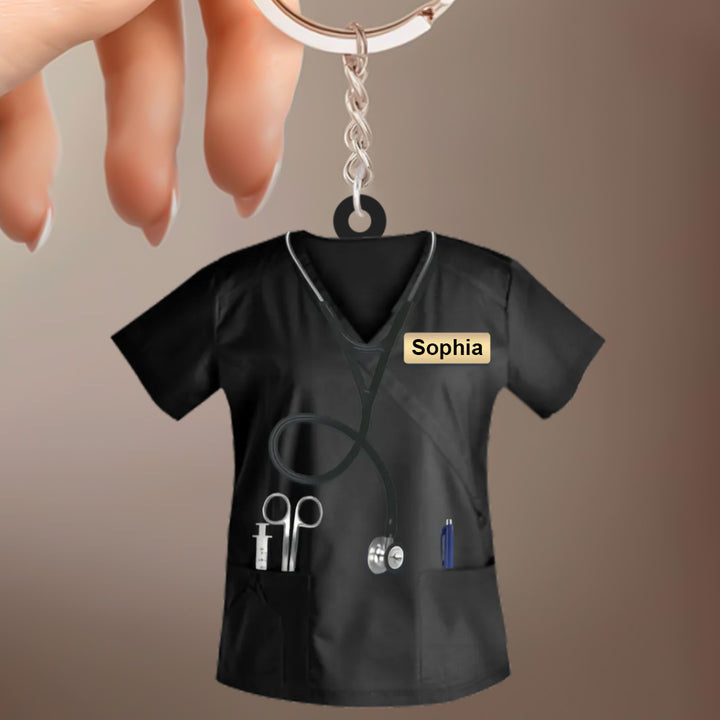 Custom Nurse Uniform Keychain Acrylic Keychain With Text Unique Gift For Nurse