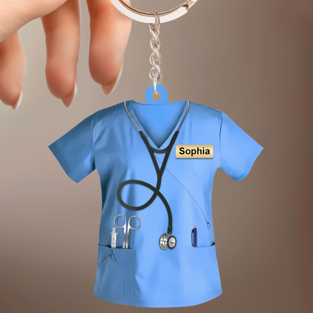 Custom Nurse Uniform Keychain Acrylic Keychain With Text Unique Gift For Nurse