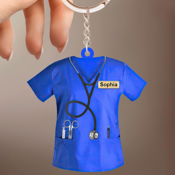 Custom Nurse Uniform Keychain Acrylic Keychain With Text Unique Gift For Nurse