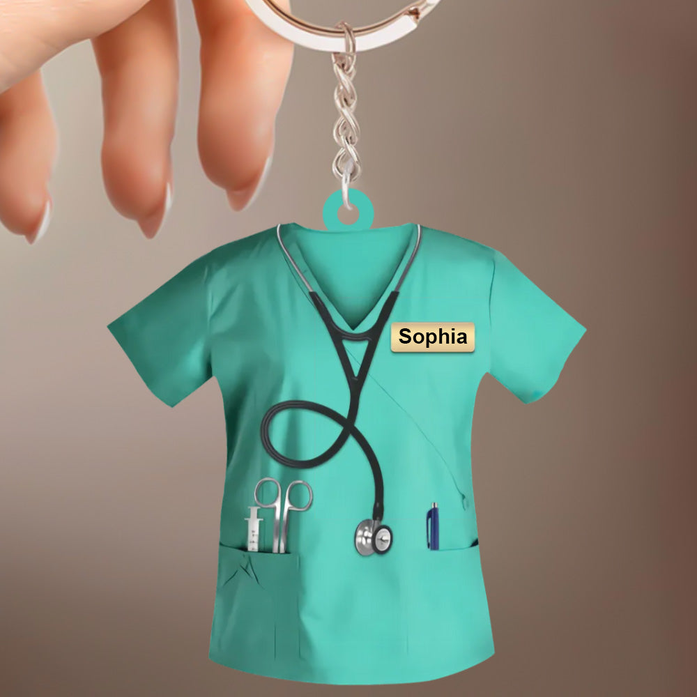 Custom Nurse Uniform Keychain Acrylic Keychain With Text Unique Gift For Nurse