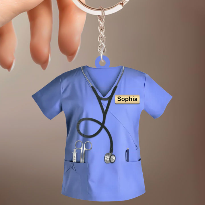 Custom Nurse Uniform Keychain Acrylic Keychain With Text Unique Gift For Nurse