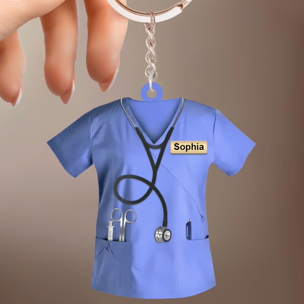 Custom Nurse Uniform Keychain Acrylic Keychain With Text Unique Gift For Nurse
