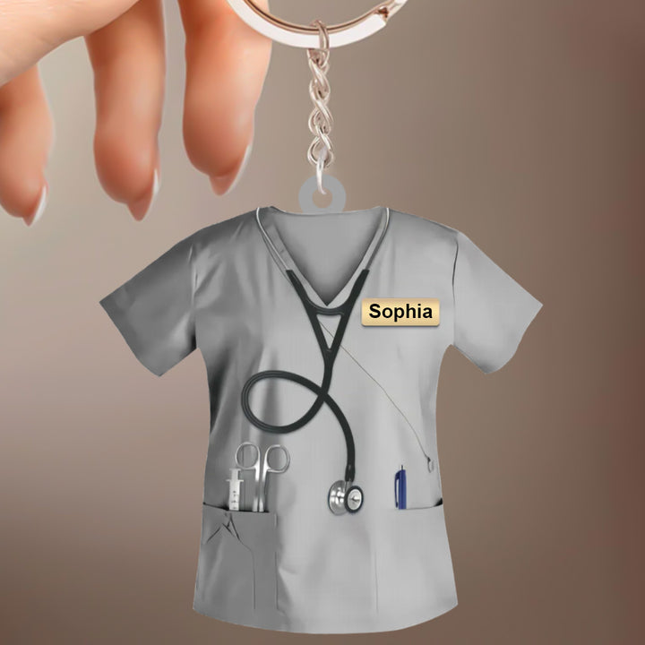 Custom Nurse Uniform Keychain Acrylic Keychain With Text Unique Gift For Nurse