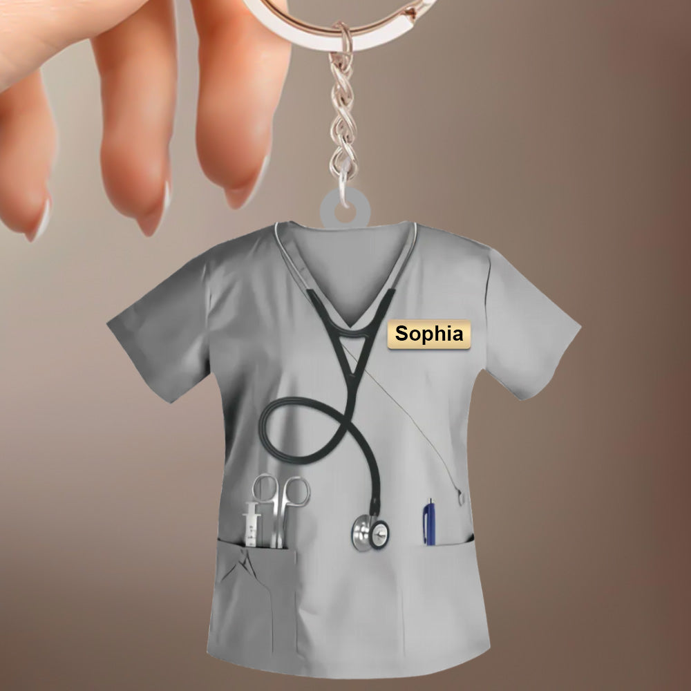 Custom Nurse Uniform Keychain Acrylic Keychain With Text Unique Gift For Nurse