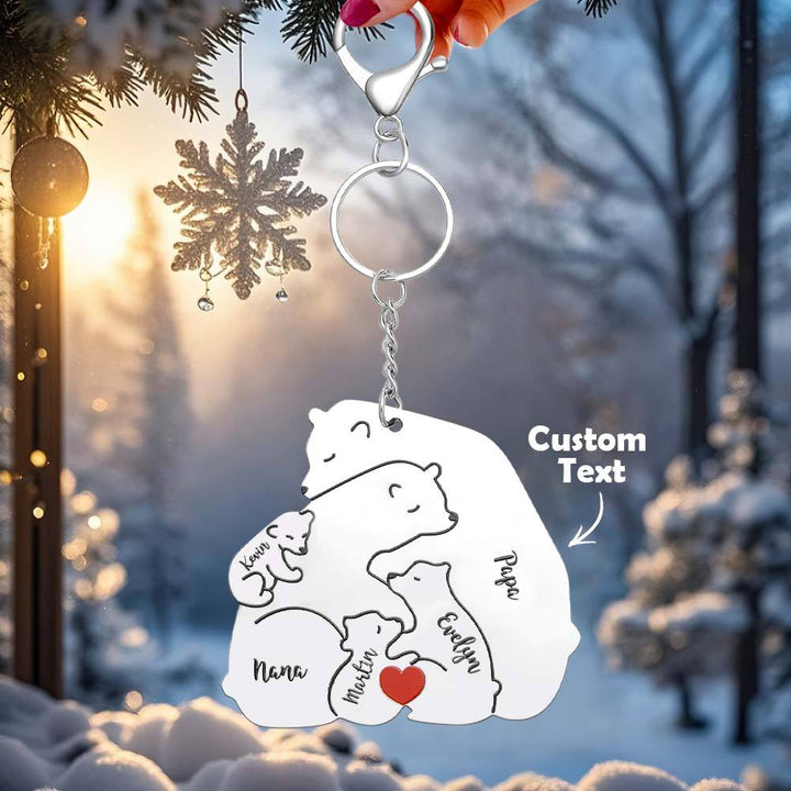 Personalized Engraved Papa Mama Bear Keychain Family Keepsake Gift for Dad Mom