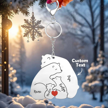 Personalized Engraved Papa Mama Bear Keychain Family Keepsake Gift for Dad Mom