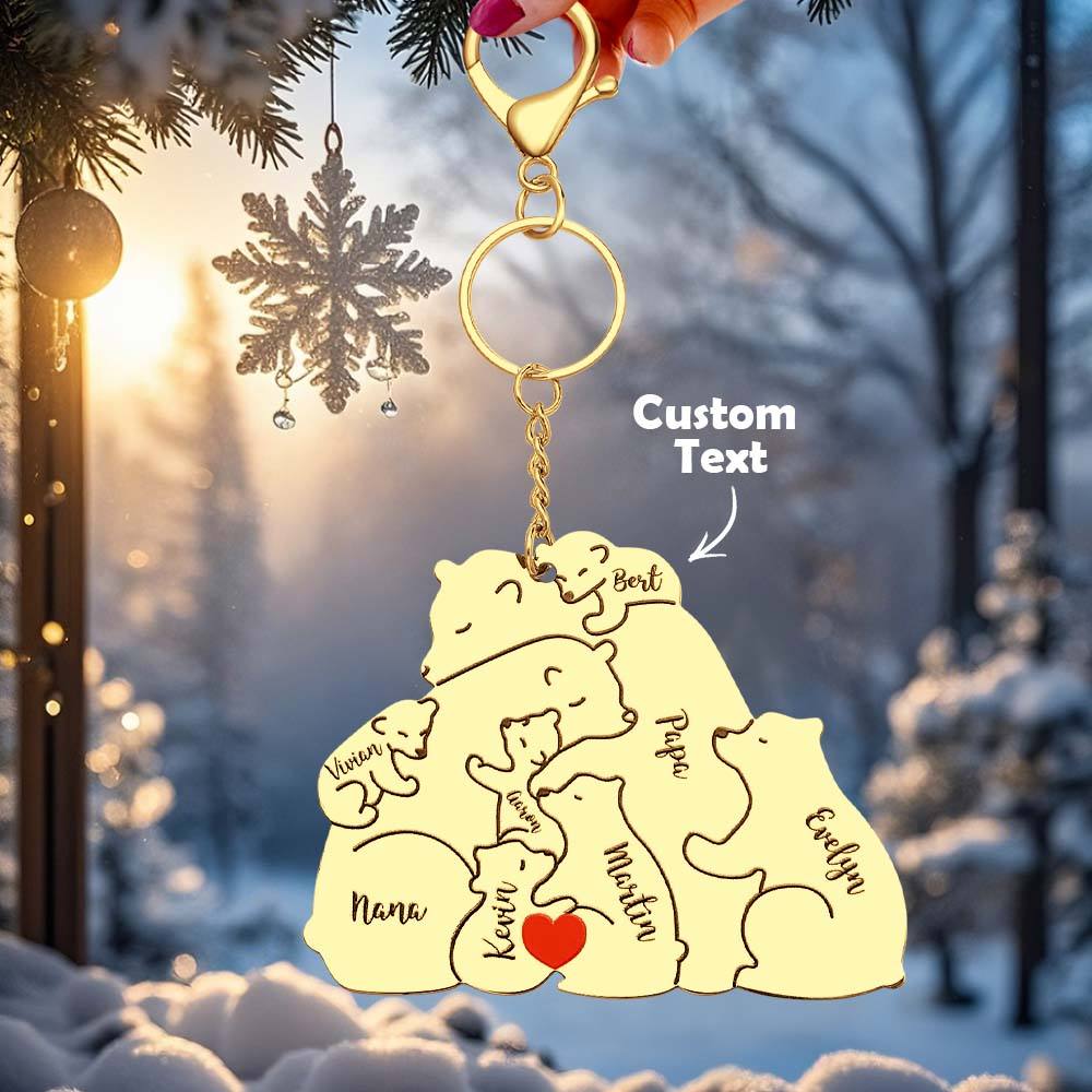 Personalized Engraved Papa Mama Bear Keychain Family Keepsake Gift for Dad Mom