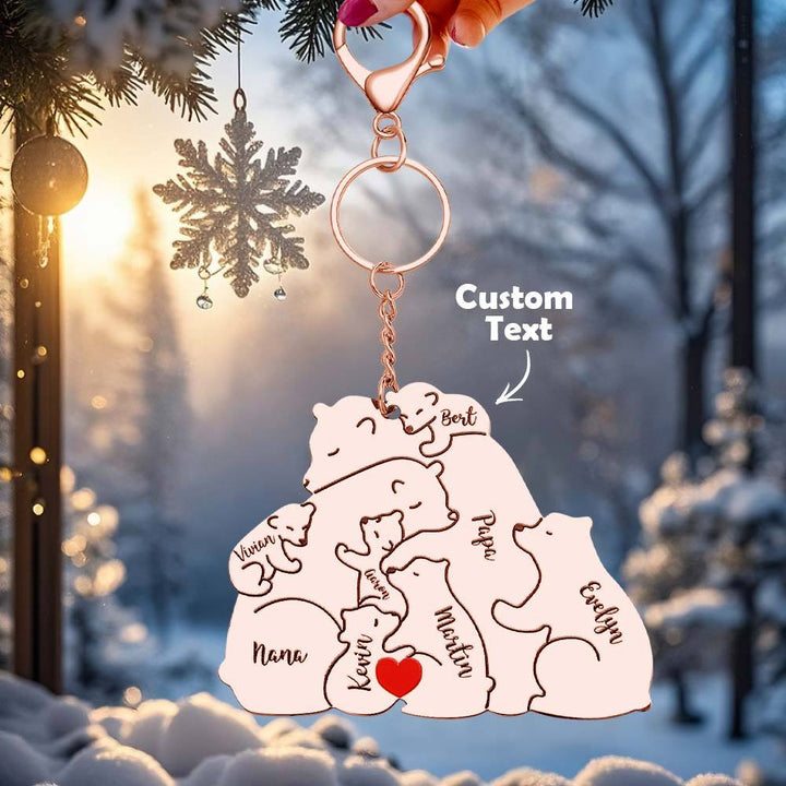 Personalized Engraved Papa Mama Bear Keychain Family Keepsake Gift for Dad Mom