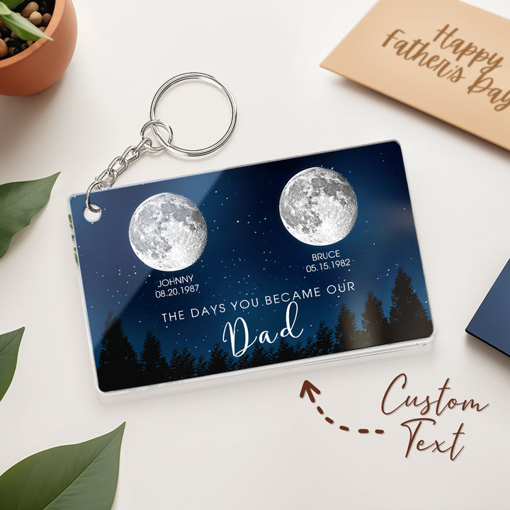 Personalized Starry Night The Day You Became Dad Keychain Custom Dad Acrylic Keychain Custom Birth Moon Phase Father's Day Gift