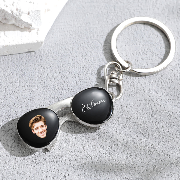 Custom Sunglasses Photo Text Keychain Custom Portrait Keychain Interesting Gifts