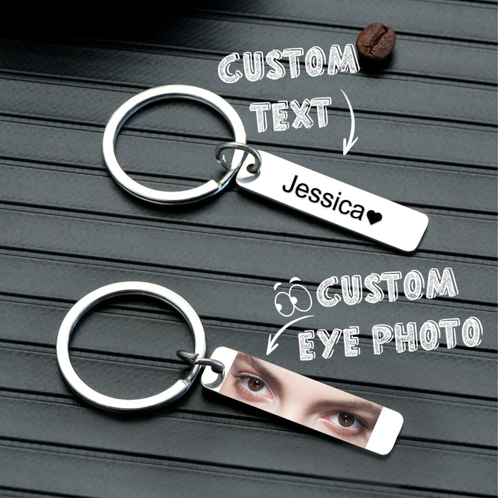 Custom Eye Photo Keychain Personalized Double-Sided Keychain Custom Text Best Gift For Anniversary