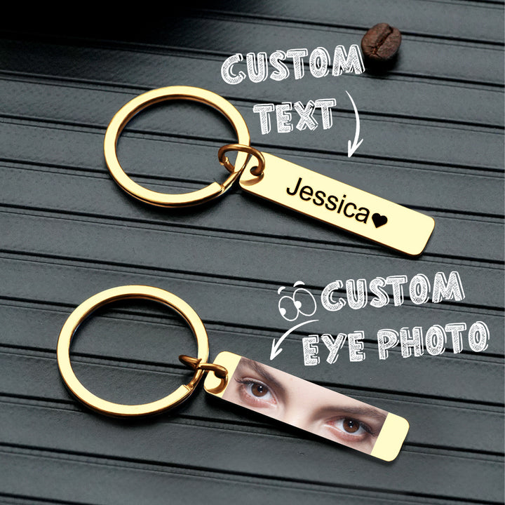 Custom Eye Photo Keychain Personalized Double-Sided Keychain Custom Text Best Gift For Anniversary