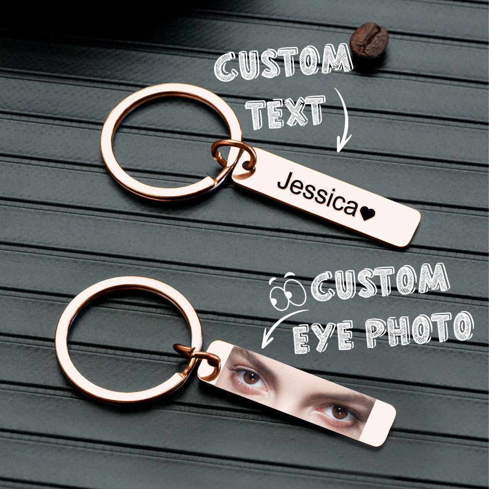 Custom Eye Photo Keychain Personalized Double-Sided Keychain Custom Text Best Gift For Anniversary