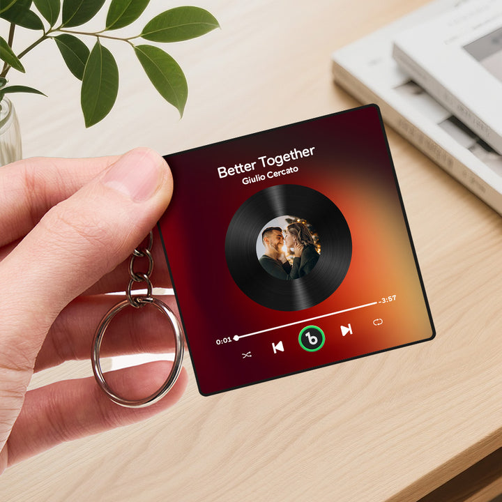 Personalized Photo Music Keychain Music Box Bag Charm That Plays Music Without Cell Phone Anniversary Gifts