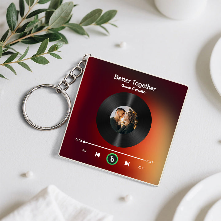 Personalized Photo Music Keychain Music Box Bag Charm That Plays Music Without Cell Phone Anniversary Gifts