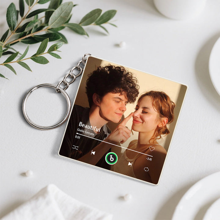 Personalized Photo Music Keychain Music Box Bag Charm That Plays Music Without Cell Phone Anniversary Gifts