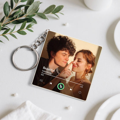 Personalized Photo Music Keychain Music Box Bag Charm That Plays Music Without Cell Phone Anniversary Gifts