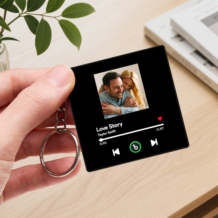 Personalized Photo Music Keychain Music Box Bag Charm That Plays Music Without Cell Phone Anniversary Gifts