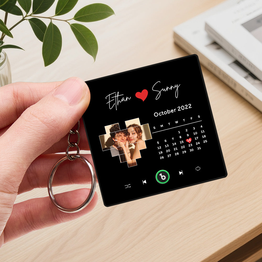 Personalized Photo Music Keychain Music Box Bag Charm That Plays Music Without Cell Phone Anniversary Gifts