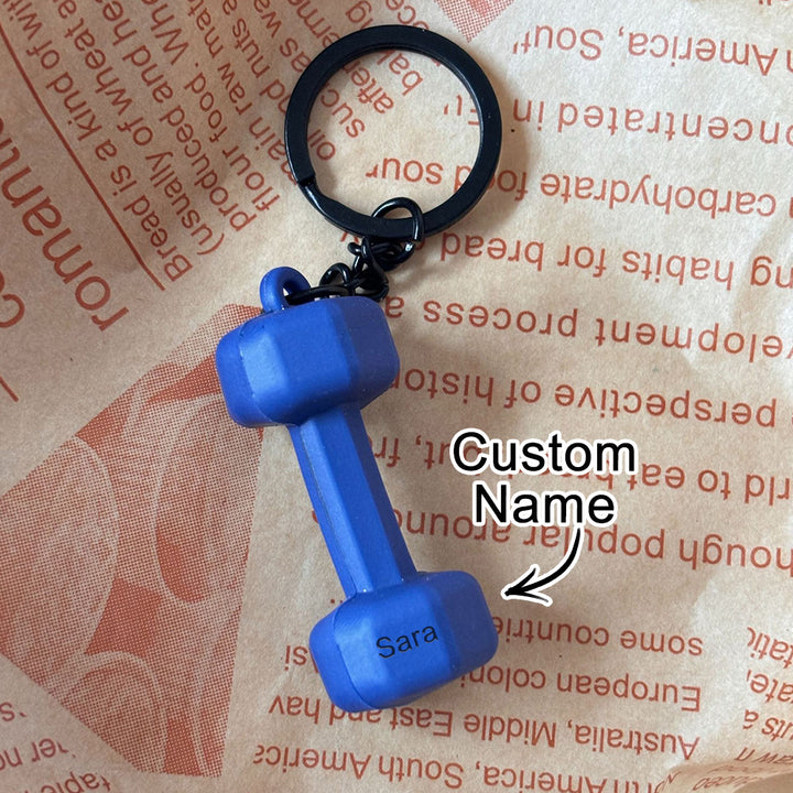 Custom Name Dumbbell Keychain Accessories Equipment Pendant Mini Backpack Keychain