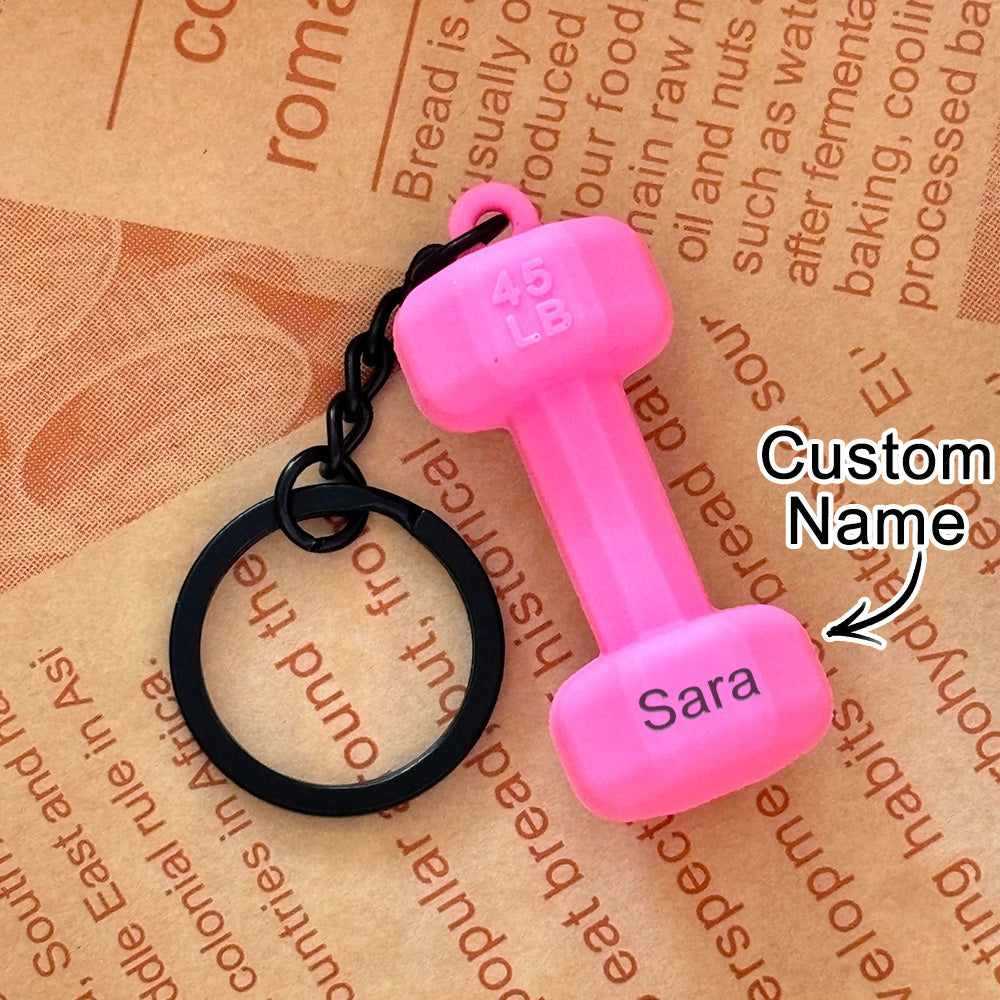 Custom Name Dumbbell Keychain Accessories Equipment Pendant Mini Backpack Keychain