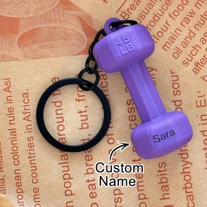 Custom Name Dumbbell Keychain Accessories Equipment Pendant Mini Backpack Keychain