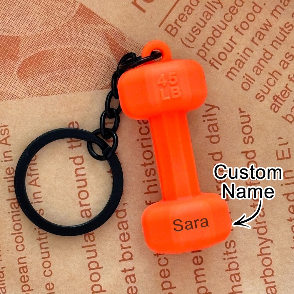 Custom Name Dumbbell Keychain Accessories Equipment Pendant Mini Backpack Keychain