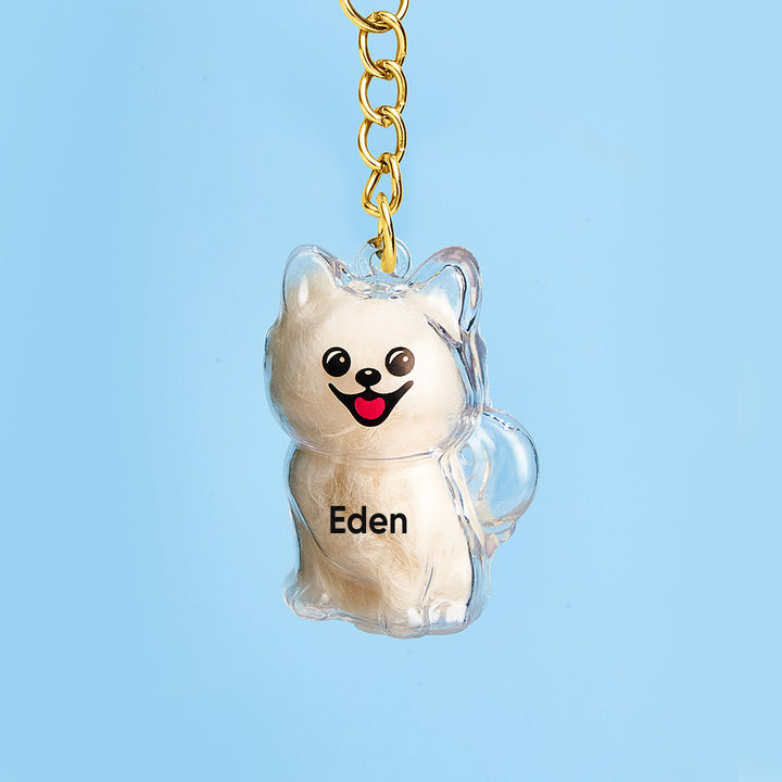 Custom Name Dog Hair Collector Keychain Bag Charm Memorial Storage Box with Text Perfect for Storing Pet Hair Gift for Dog Lovers