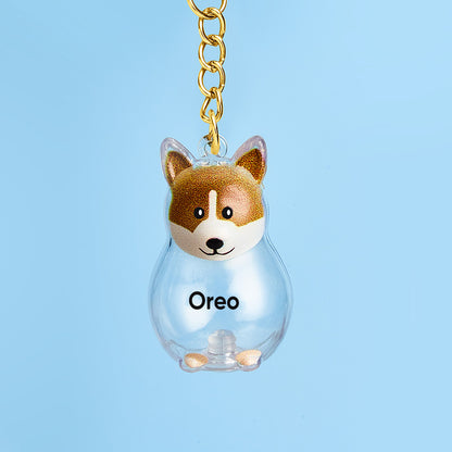 Custom Name Dog Hair Collector Keychain Bag Charm Memorial Storage Box with Text Perfect for Storing Pet Hair Gift for Dog Lovers