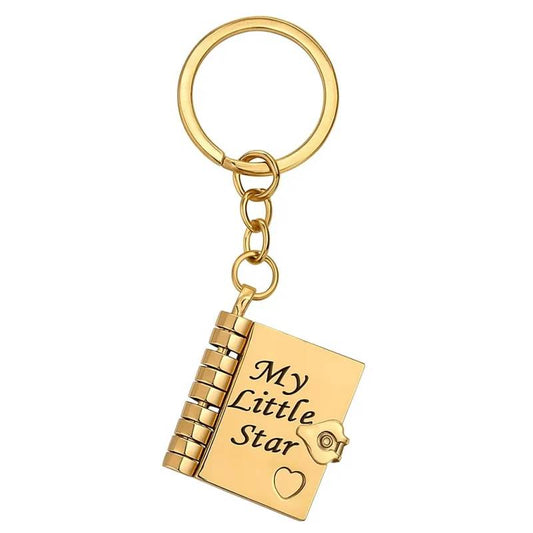 Personalized My Little Star Book Keychain – A Letter to My Daughter in a Locket Pendant with Message Inside Meaningful Gift