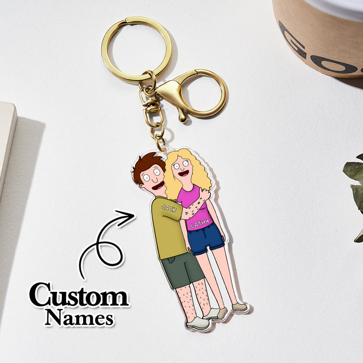 Custom Cartoon Style Keychain Personalized Keychain Gifts for Couple
