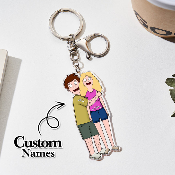 Custom Cartoon Style Keychain Personalized Keychain Gifts for Couple