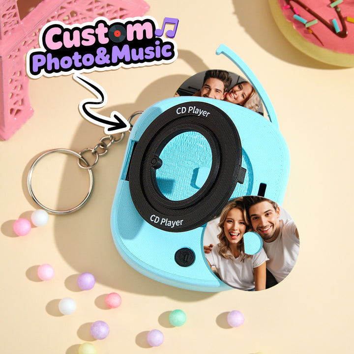 Custom Music CD Record Player Keychain Photo Keychain with Removable Disc