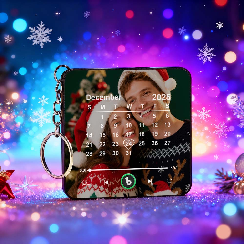 FridgeBeats Custom Photo Calendar Music Keychain Music Box Bag Charm That Plays Music Without Cell Phone Best Gifts for Her