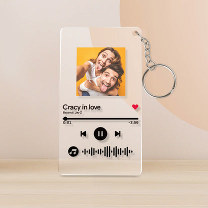 Personalized Photo Acrylic Photo Key ring Custom Keyrings with Scannable Music Music Code Keychain  (2.1IN X 3.4IN)-Mom