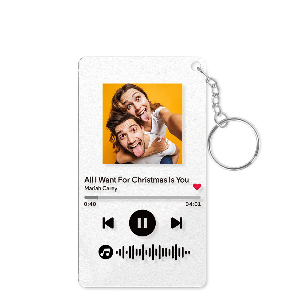 Personalized Photo Acrylic Photo Key ring Custom Keyrings with Scannable Music Music Code Keychain  (2.1IN X 3.4IN)-Mom
