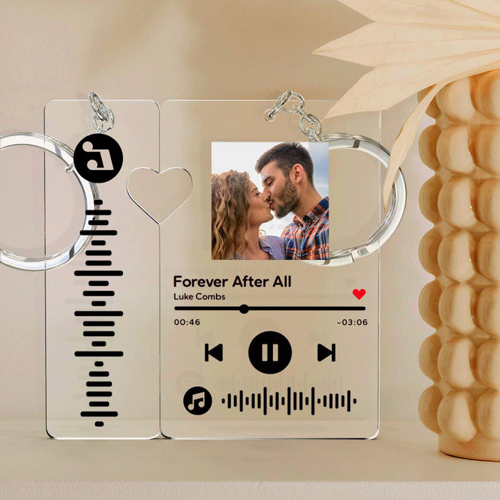 Custom Keychain With Picture Personalized Scannable Music Song Code Keychain For Couples Lover Boyfriend Gift